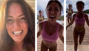 '¡Cubos de sudor!'  Davina McCall se pone sujetador deportivo con estampado de leopardo y braguitas de bikini para hacer ejercicio |  Noticias de famosos |  Espectáculo y TV